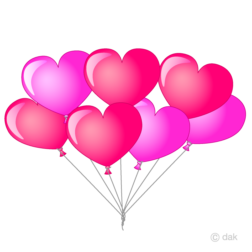 Bunch of Heart Balloons Clipart Free Picture｜Illustoon.