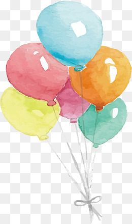 Watercolor Balloons, Watercolor Clipart, Hand Painted, Balloon PNG.