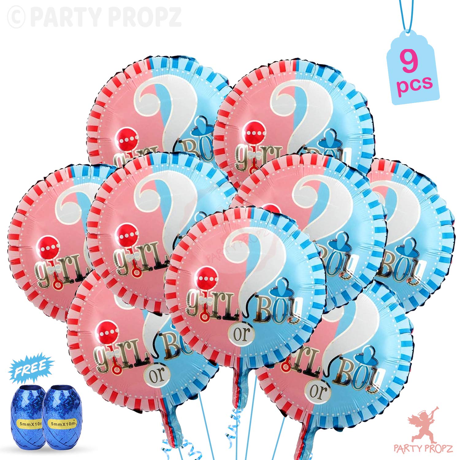 Baby Shower Foil Balloons and 2Pcs Free Curling Ribbon (Set of 6.