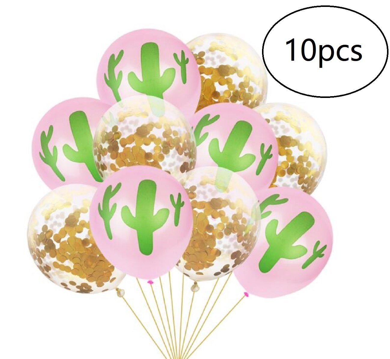 EBTOYS 10pcs Cactus Party Balloons Latex Balloons Confetti Balloons for  Summer Theme Party Decorations,10in.