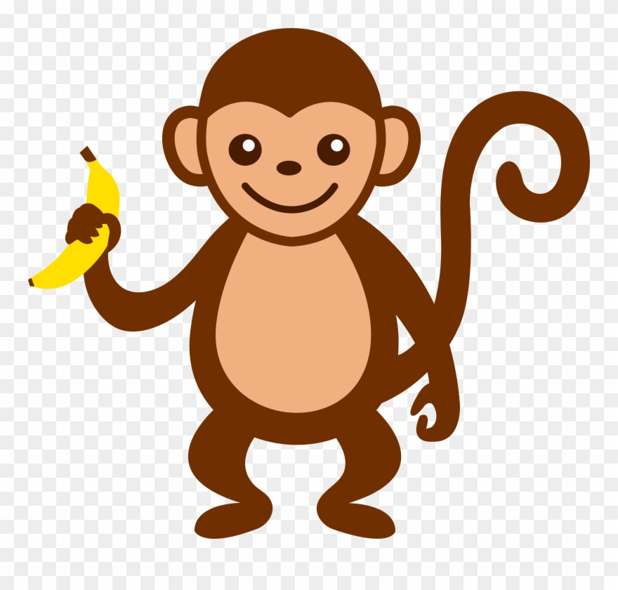 Cute Monkey With Banana.