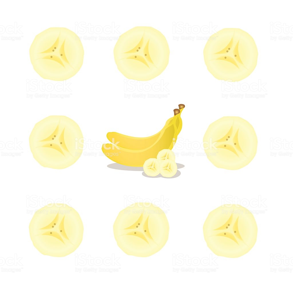 Vector Banana And Banana Slice Stock Illustration.