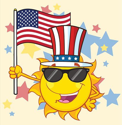 Cool Sun Holding USA Flag With Background Clipart Image.