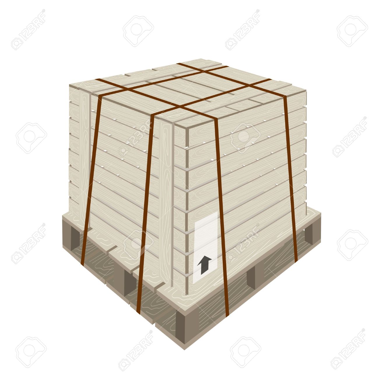 An Illustration Of Wooden Crate Or Cargo Box With Steel Banding.
