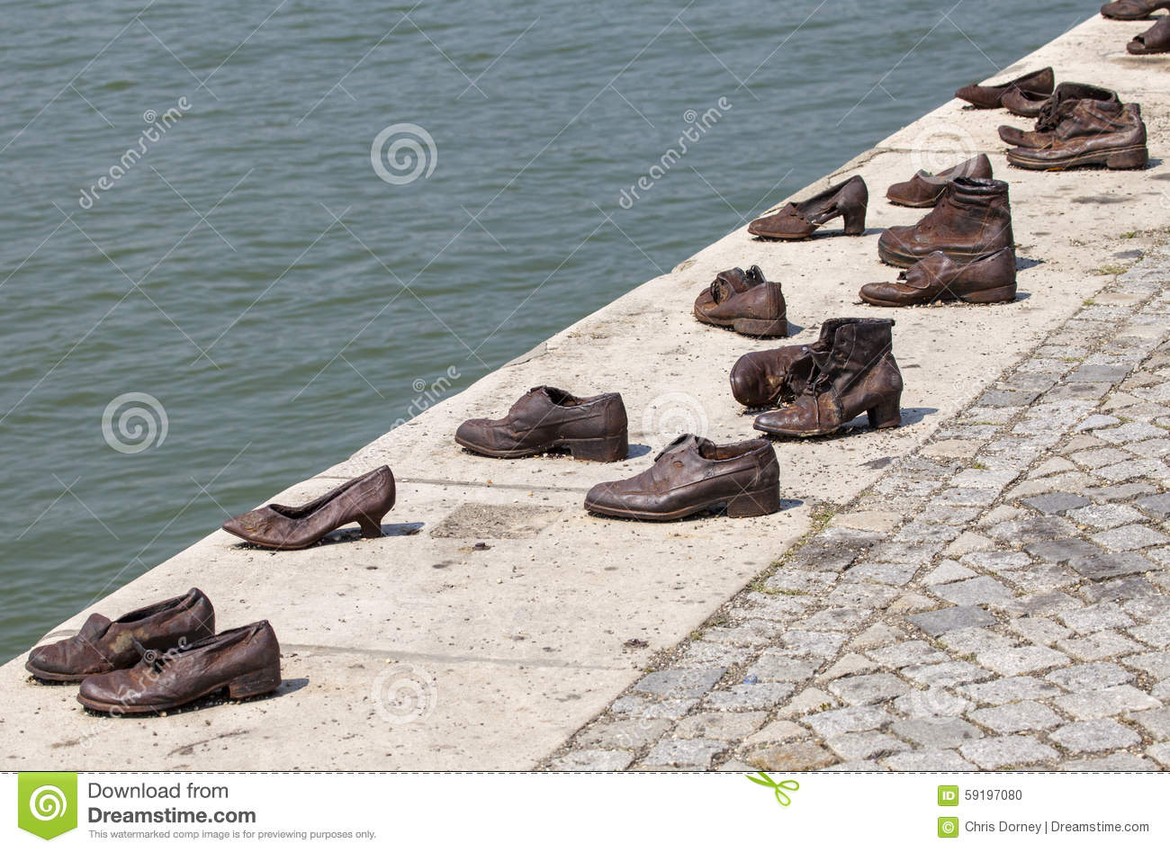 Bronze Shoes On The Danube Bank Stock Photo.