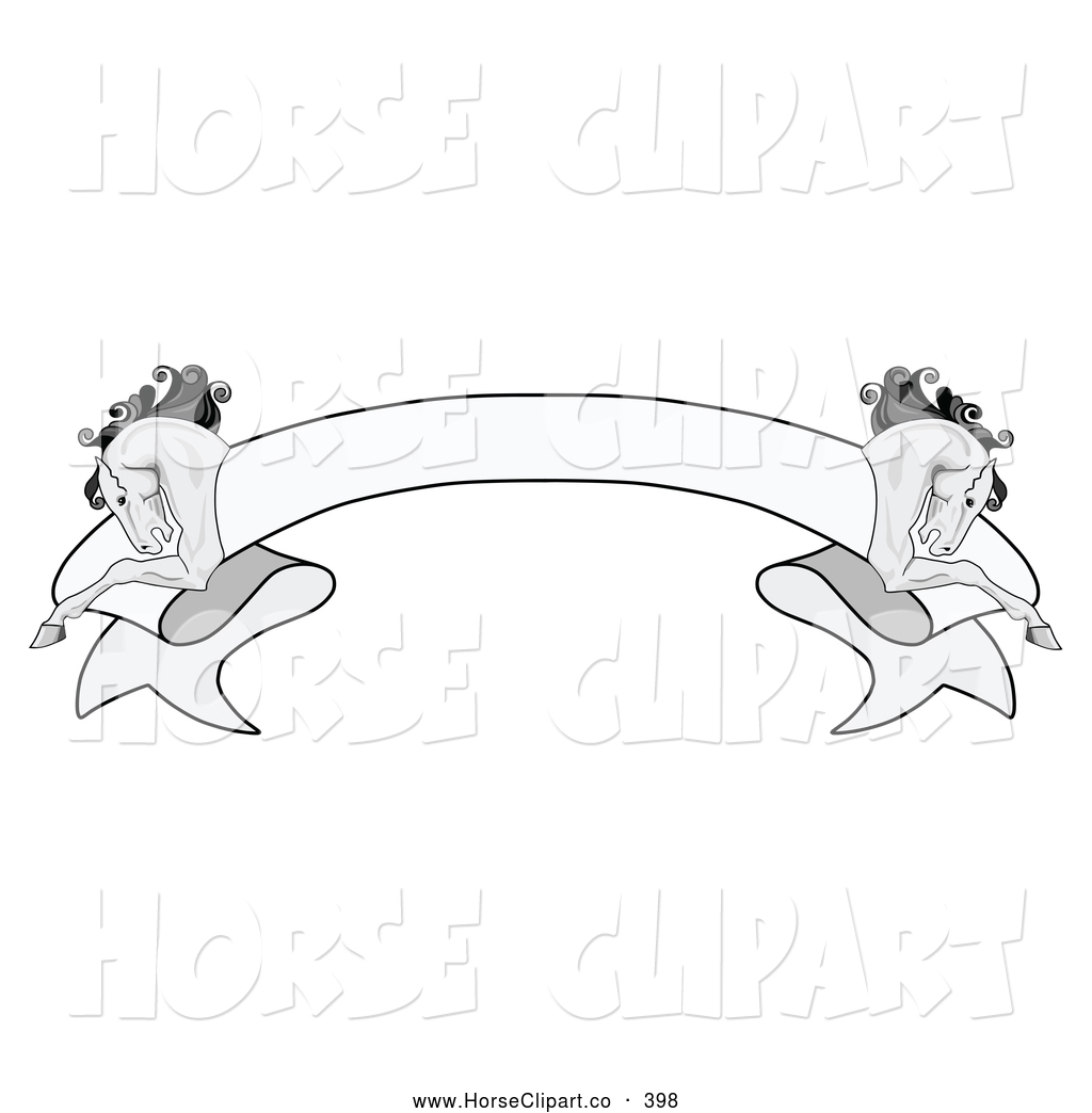 Clip Art of a Simple Grayscale Blank Ribbon Banner with a.
