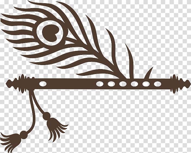 Black peacock feather decor, Laser cutting Flute Bansuri.
