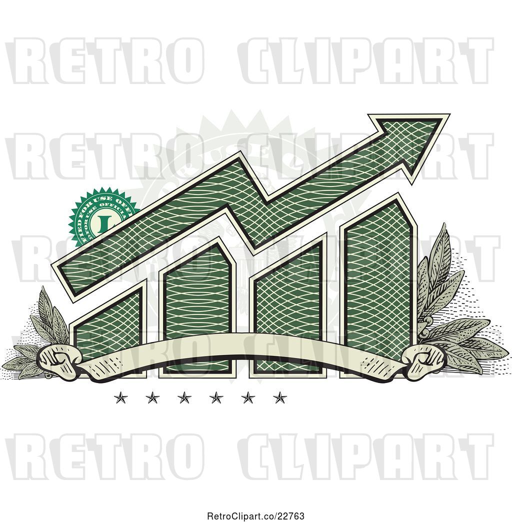 Vector Clip Art of Retro American Dollar Themed Bar Graph.