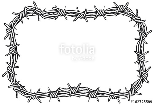 Rectangular border of barbed wire. Clipart illustration of a barbed.