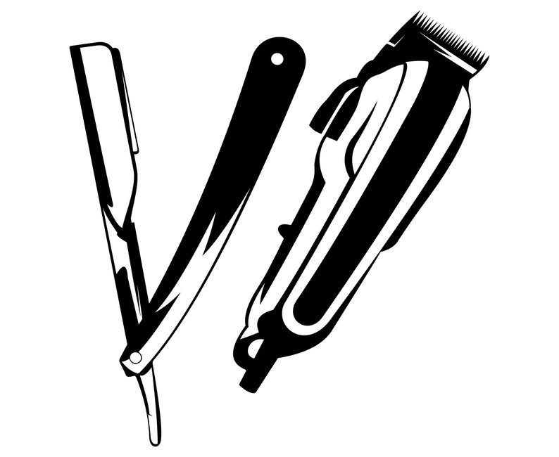 Barber, Hair clipper, Razor,  Silhouette,SVG,Graphics,Illustration,Vector,Logo,Digital,Clipart.