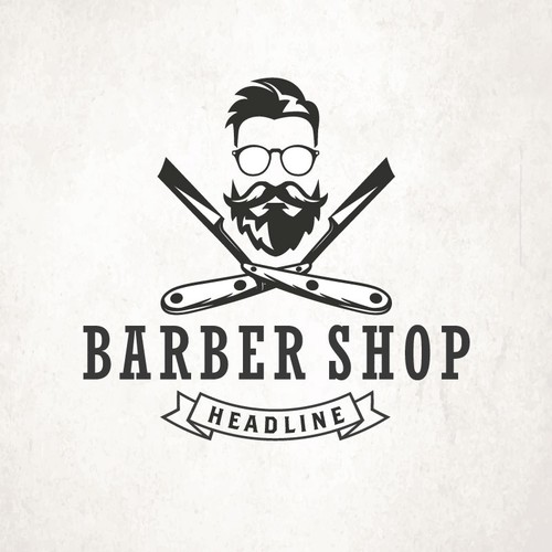 VINTAGE OR HIPSTER BARBER LOGO.