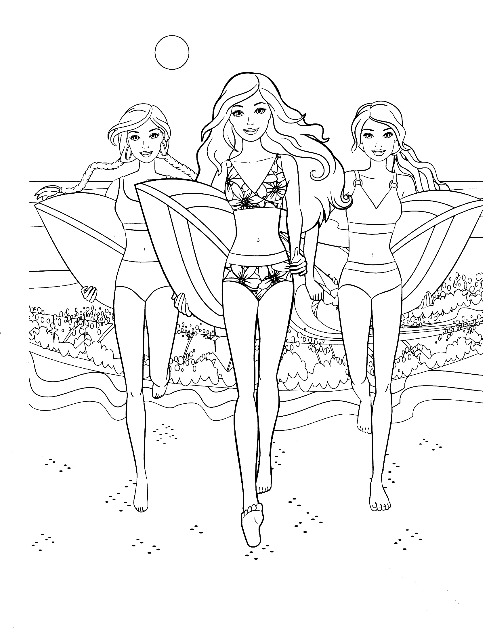 Barbie Beach Coloring Pages.