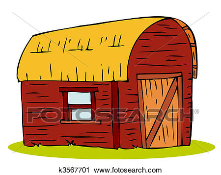 Wooden Barn house. Clipart.