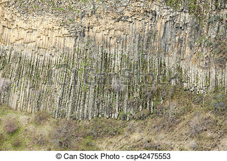 Stock Images of Basalt columns geological formation in Armenia.