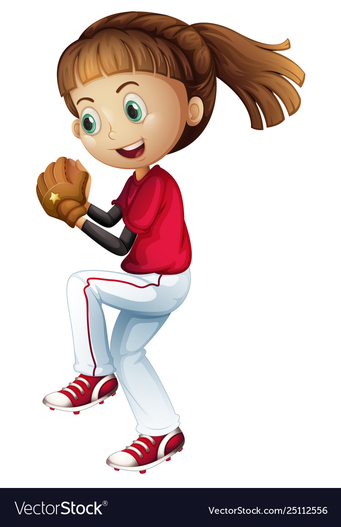 Girl playing baseball about to pitch.