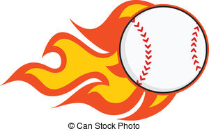Baseball With Flames Clipart.