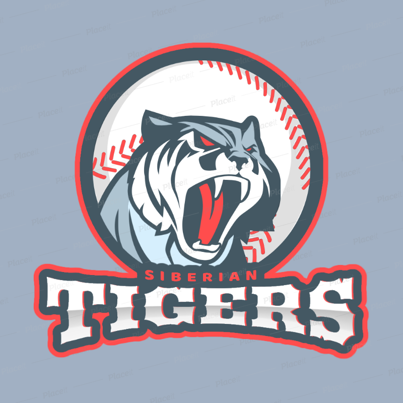 Logo Maker for a Baseball Team with Tiger Clipart 172e.
