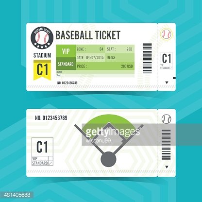 Baseball Ticket Card Modern Element Design premium clipart.