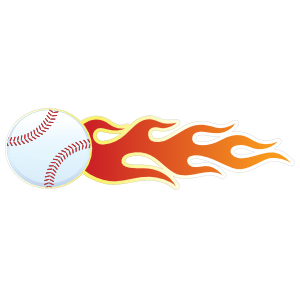 Baseball With Flames Sticker.