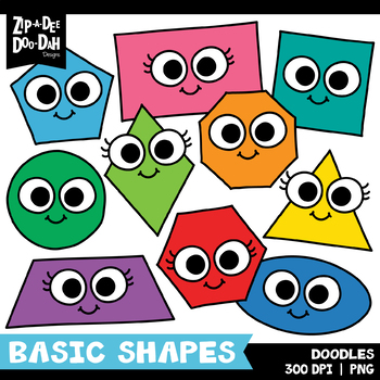 FREE Doodle 2D Basic Shapes Clipart Set {Zip.