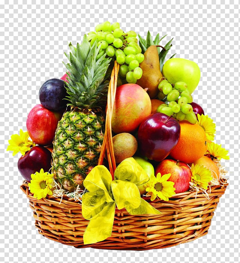 Variety of fruits in basket , Basket of Fruit Food Gift.