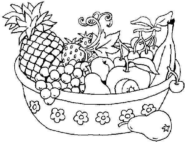 Basket Of Fruits And Vegetables Clipart Black And White.