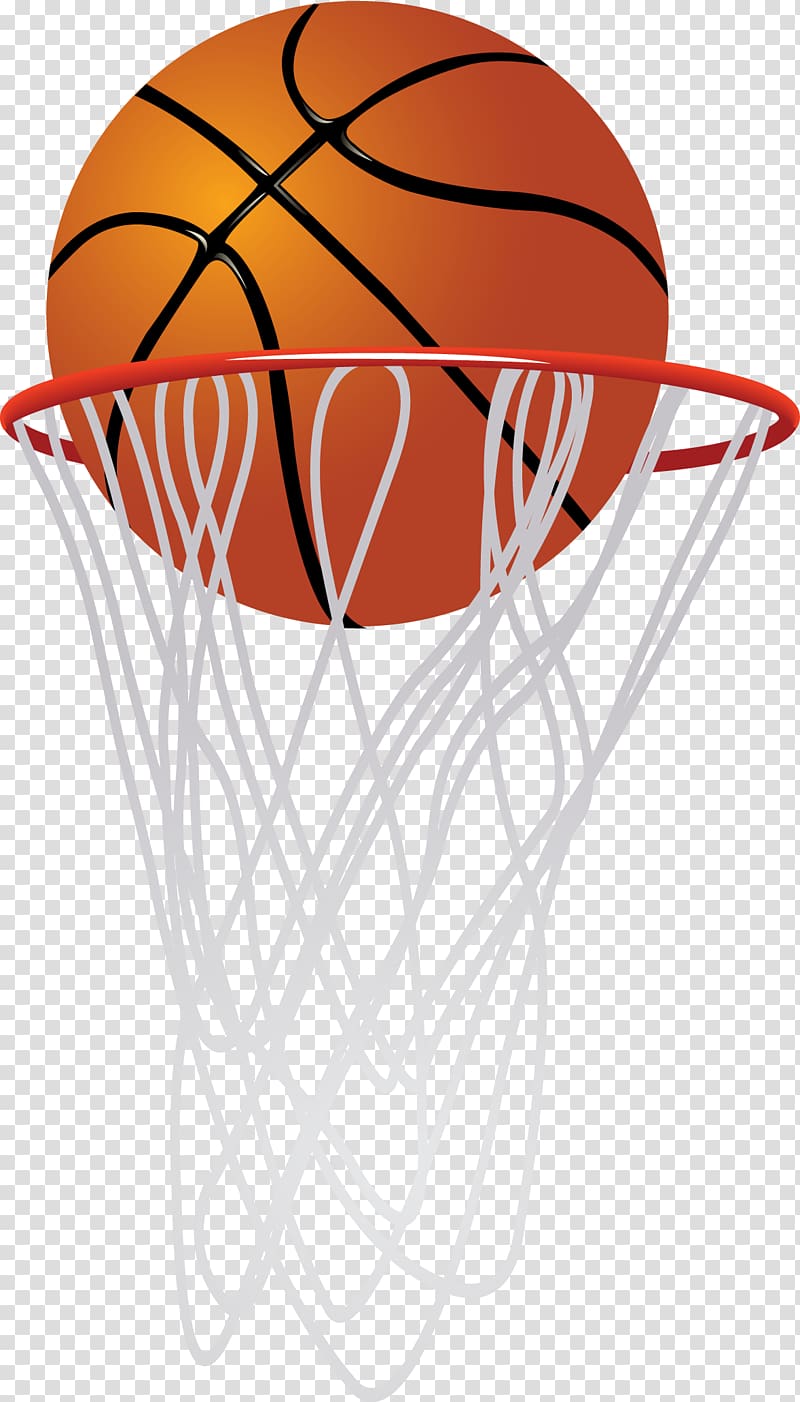 Brown basketball in basketball hoop, Basketball T.