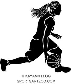 Basketball silhouette of a female basketball player with braided.