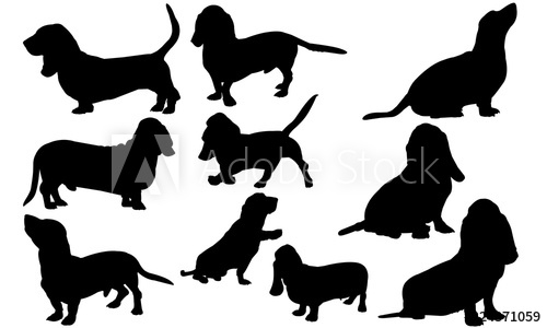 Basset Hound Dog svg files cricut, silhouette clip art.