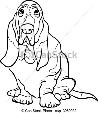 basset hound dog cartoon for coloring book.