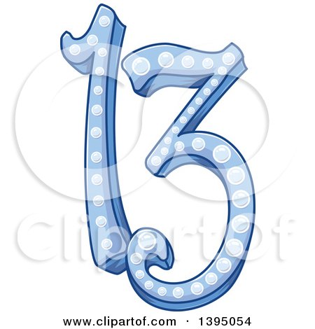 Clipart of a Blue Shiny Number 13 for Bar Mitzvah.