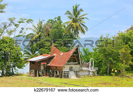 Picture of Traditional Batak house on Samosir island, Sumatra.