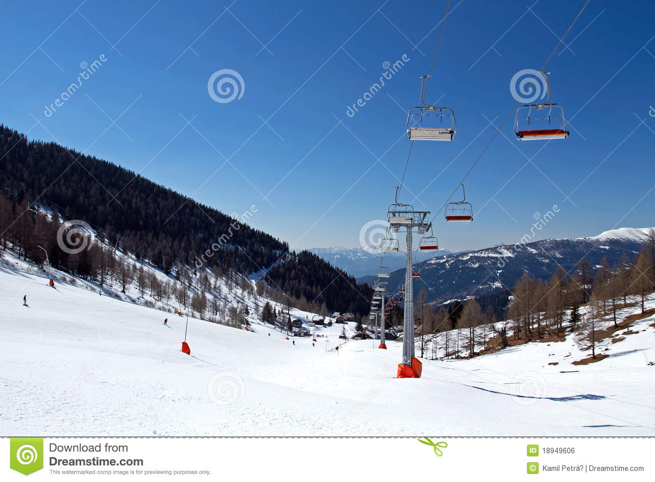 Chair Lift And Ski Slope At Bad Kleinkirchheim Royalty Free Stock.