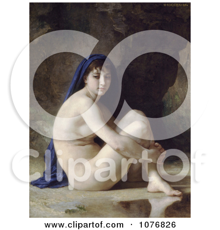 Bather Woman With a Cloth Over Her Head, Seated Nude by William.