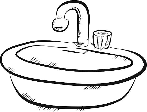 bathroom sink clipart black and white
