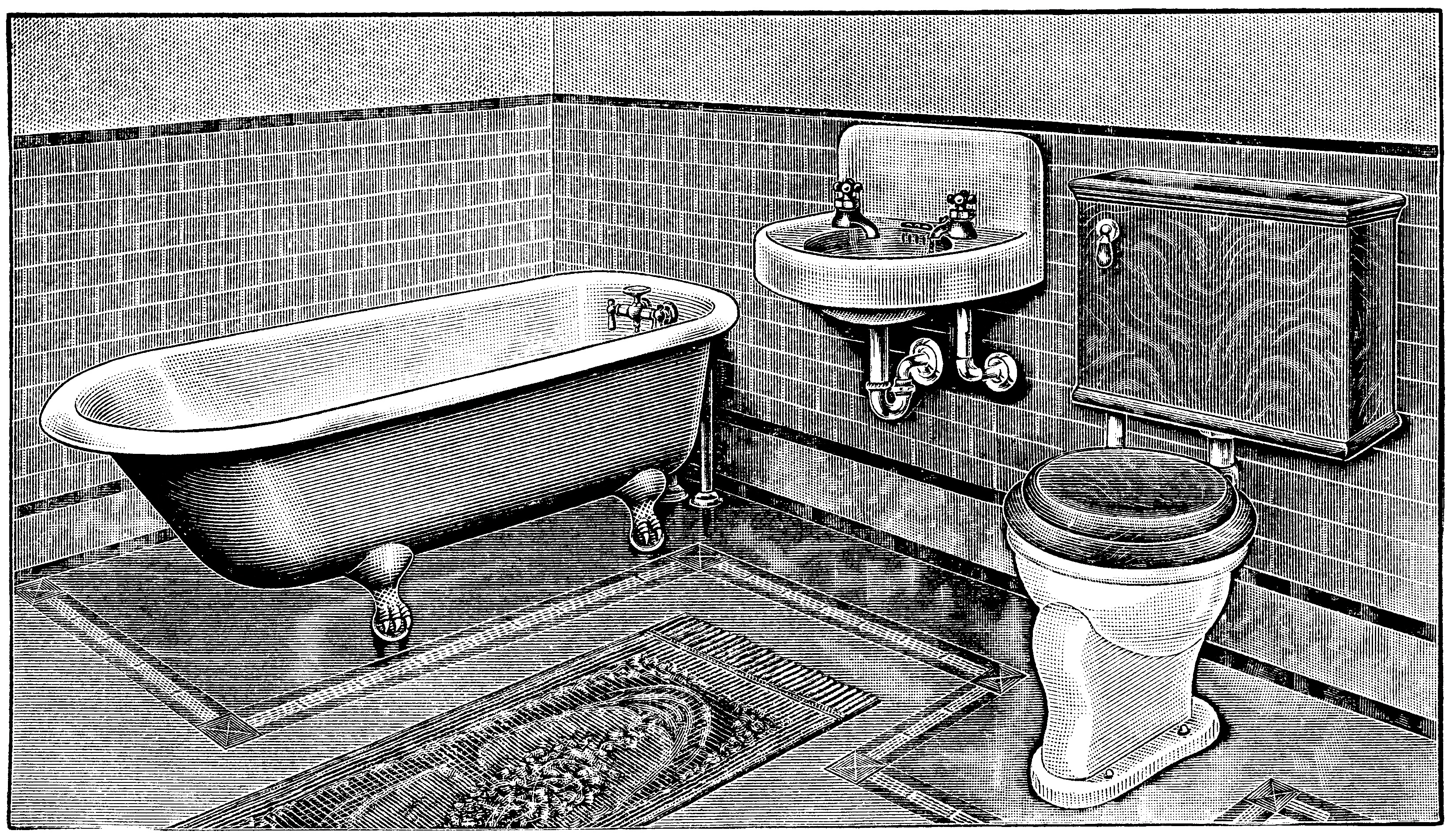 Vintage Bathroom Clip Art.