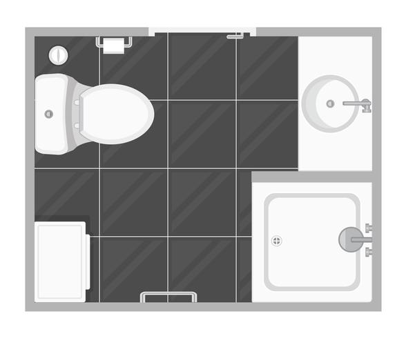 Bathroom interior top view vector illustration. Floor plan.