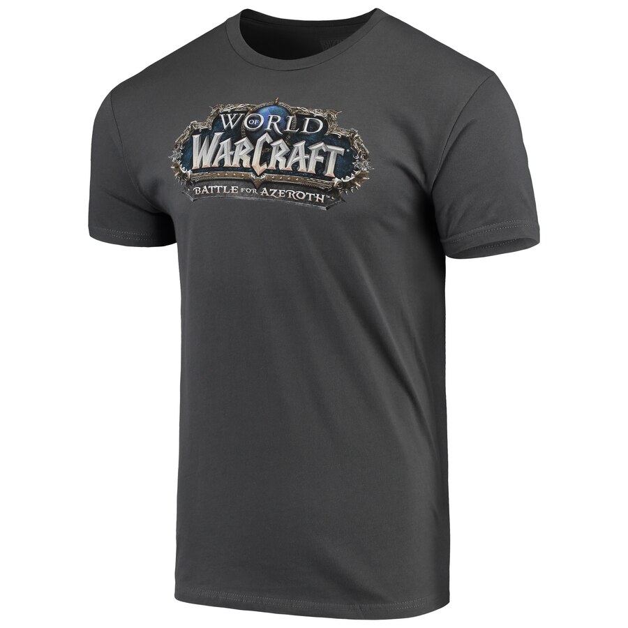 Men\'s Gray World of Warcraft Battle for Azeroth Logo T.