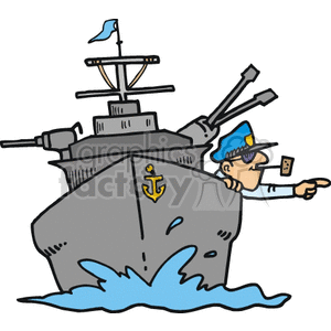 cartoon Navy battleship clipart. Royalty.