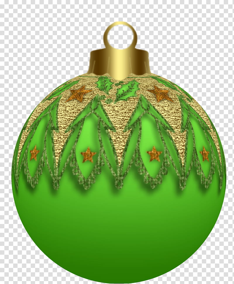 Christmas, green and brown Christmas bauble transparent.