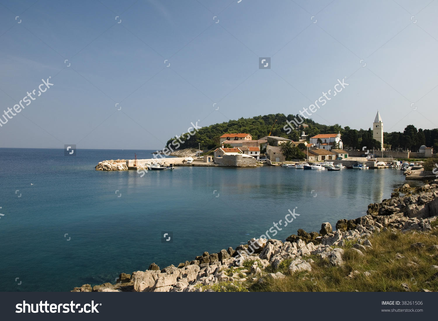 Saint Martin (Sveti Martin) Bay On Island Losinj, Croatia. Stock.