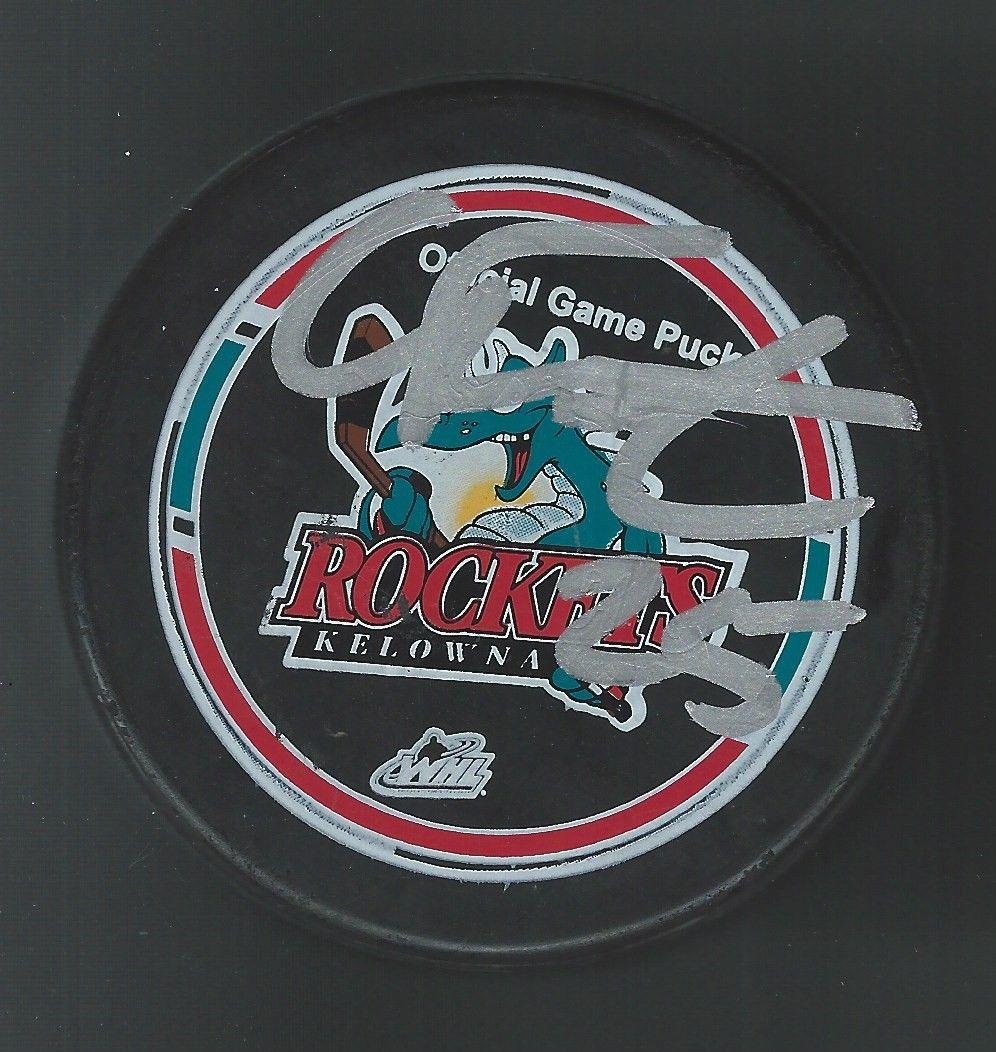Cal Foote Signed Kelwona Rockets Official Game Puck Tampa.