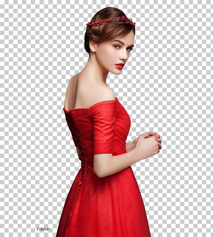 Cocktail dress Fashion Bayan, Woman red PNG clipart.