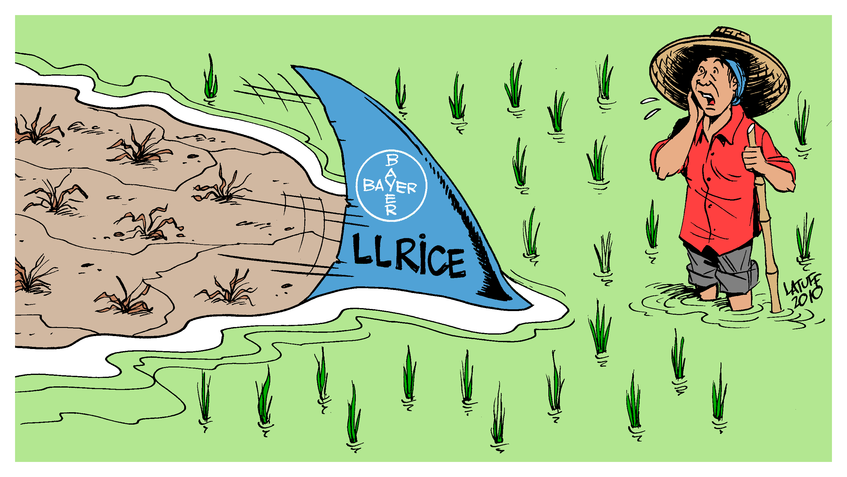 Danger! Bayer genetic modified rice! (by Latuff) : Indybay.