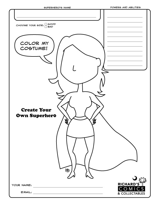 Create Your Own Superhero Coloring Pages.