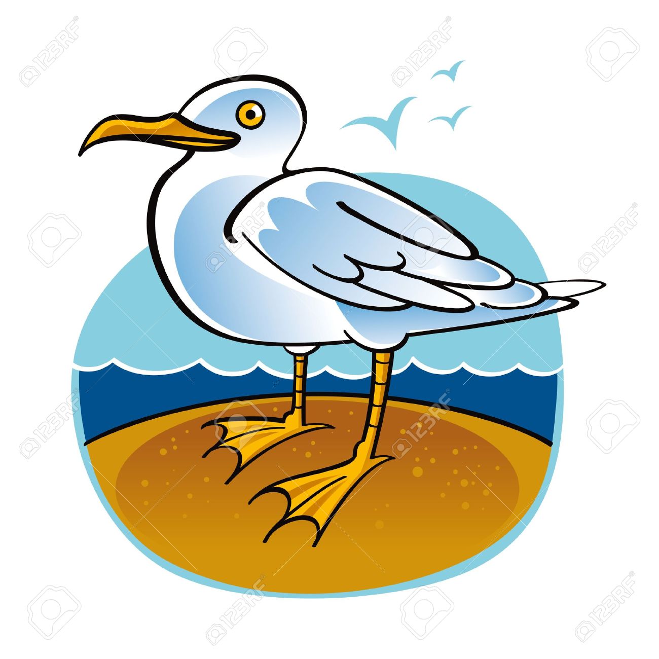 Sea Gull Bird Ocean Beach Fauna Nature Royalty Free Cliparts.