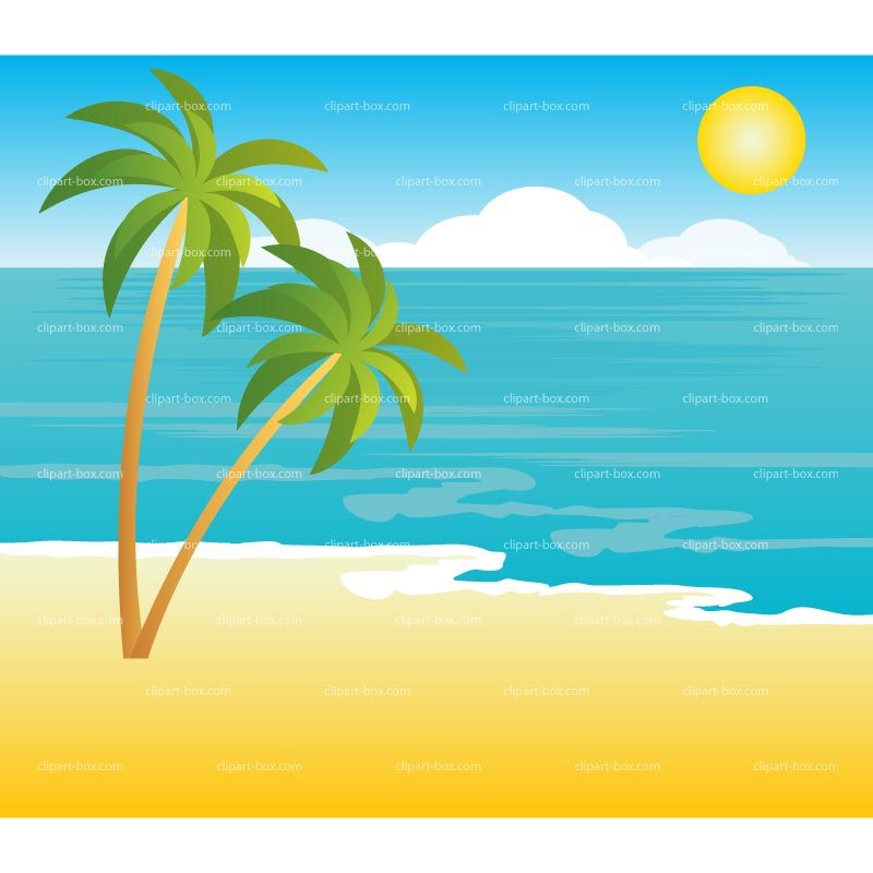 Beach clipart tropical landscape royalty free vector design.