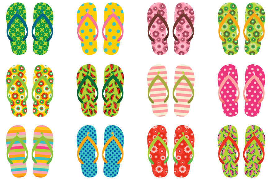 Cute flip flops clipart, Colorful flip flop clip art, Summer.