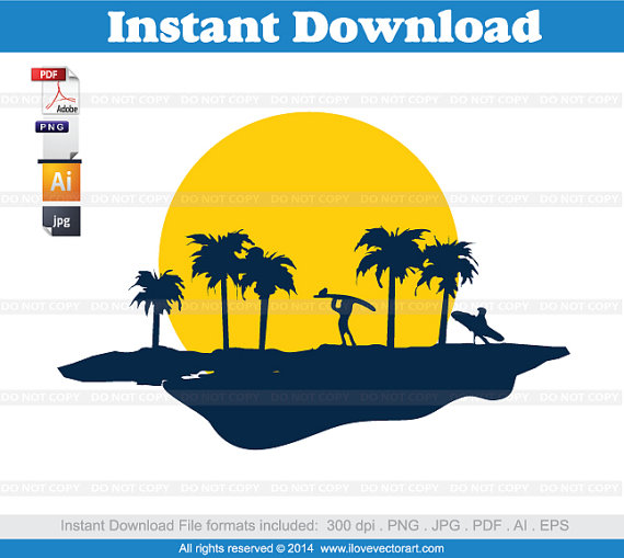 Beach and Sun Clipart Commercial Free Use vector by iLoveVectorArt.