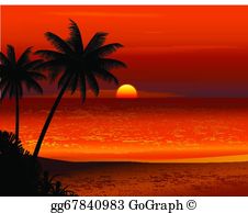 Beach Sunset Clip Art.